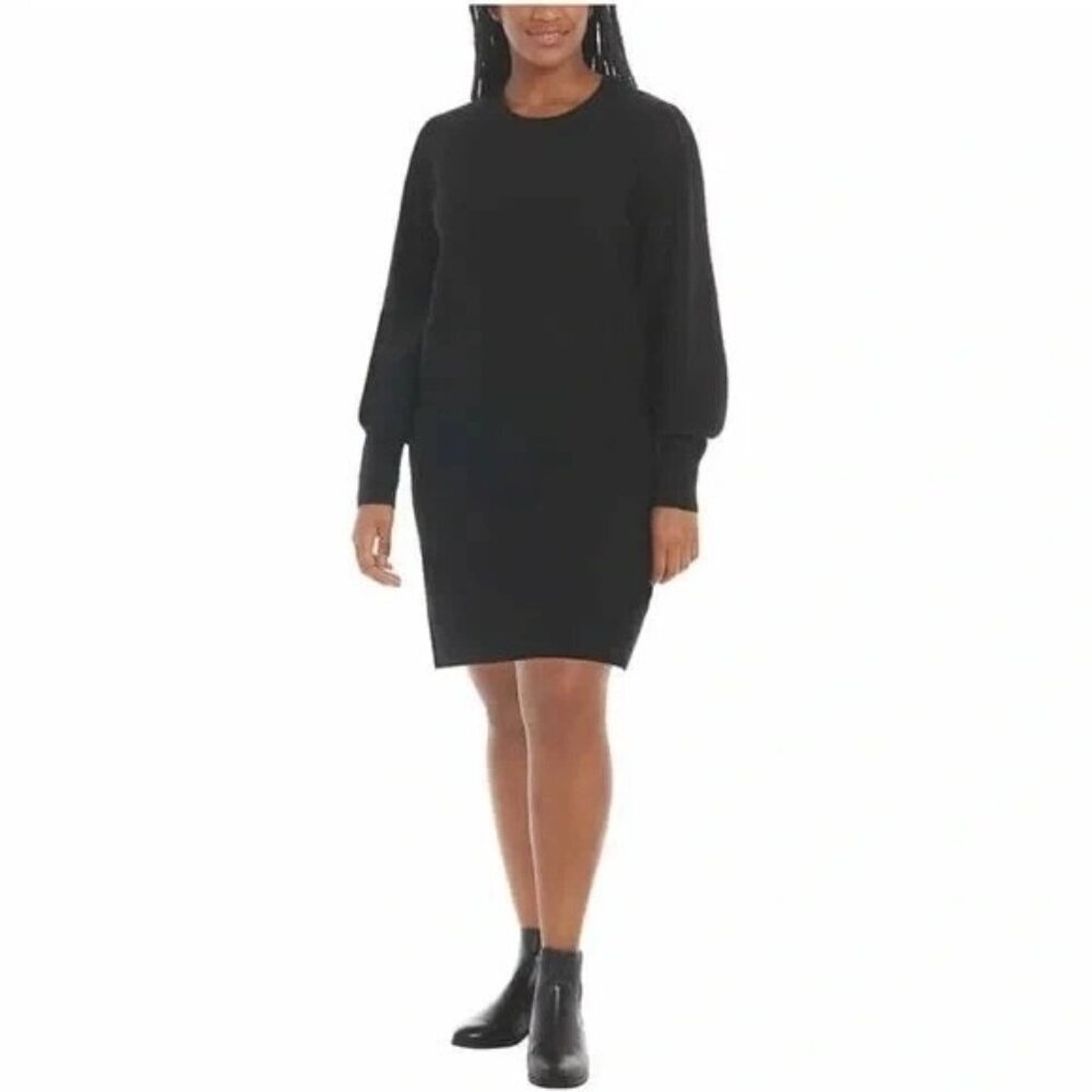 Dalia Women's XXL Black Sweater Mini Dress Wool Blend Long Sleeve N0132